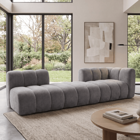 Sofa modułowa Velis 4-osobowa szara, welur