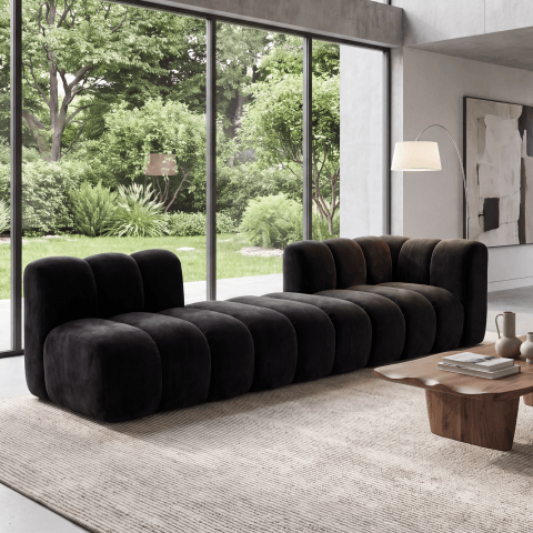 Sofa modułowa Velis 4-osobowa czarna, welur