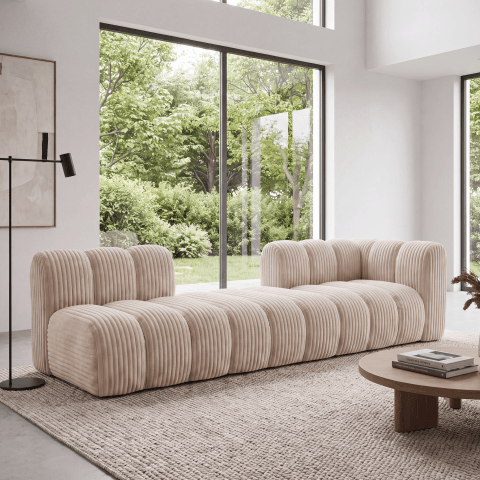 Sofa modułowa Velis 4-osobowa ecru, sztruks