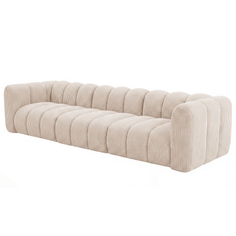 Duża sofa modułowa Velis 4-osobowa do salonu kremowa, sztruks
