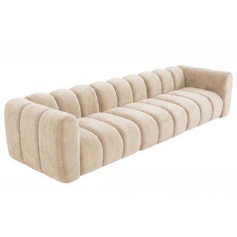 Ekskluzywna sofa Velis 4-osobowa w welurze, kremowa
