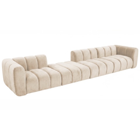 Miękka i wygodna sofa modułowa Velis 6-osobowa w jasnobeżowym kolorze
