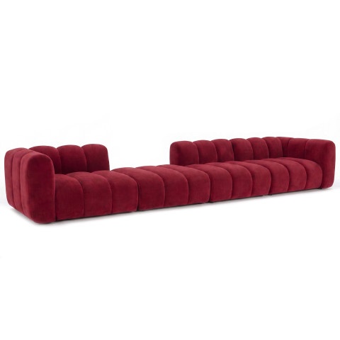 Luksusowa sofa modułowa Velis 6-osobowa w czerwonym welurze