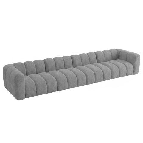 Nowoczesna jasnoszara sofa modułowa Velis 6-osobowa w tkaninie boucle