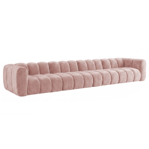 Wygodna modułowa sofa Velis 6-osobowa w kolorze różowym, welur