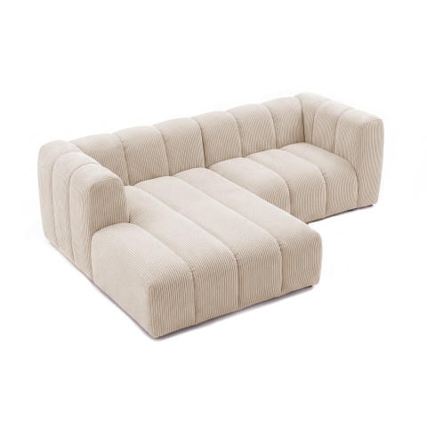 Stylowa sofa wypoczynkowa Velis 3-osobowa w tkaninie sztruks, kremowa