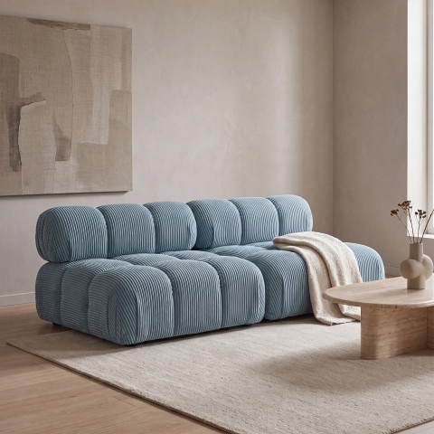 Nowoczesna sofa Novanti 3-osobowa w błękitnym sztruksie