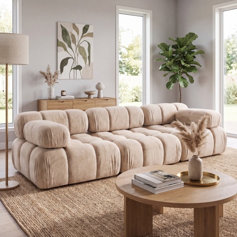 Stylowa sofa Manzoni 3-osobowa welur latte