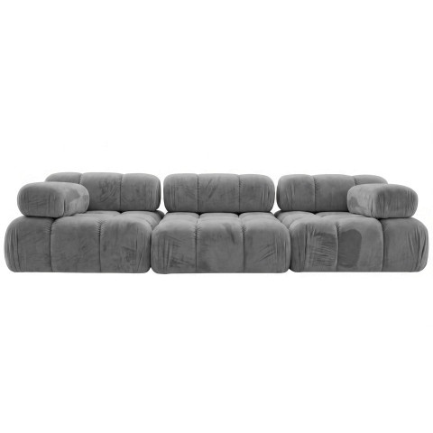 Wygodna sofa Manzoni 3-osobowa welur popielaty