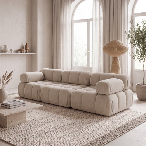 Sofa Manzoni 3-osobowa kremowy welur