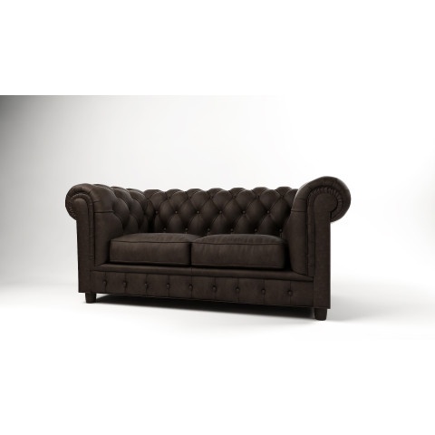 Sofa Chesterfield SOLARIS 2 dwuosobowa brązowy welur z funkcją spania
