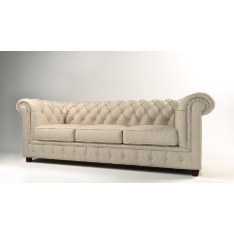 Stylowa sofa SOLARIS 3 trzyosobowa w kremowym welurze z funkcją spania