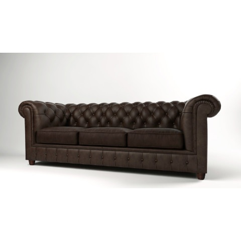 Pikowana 3-osobowa sofa SOLARIS 3 z funkcją spania w brązowym welurze