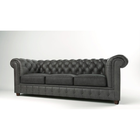 Miękka pikowana sofa SOLARIS 3 trzyosobowa z funkcją spania, szary welur