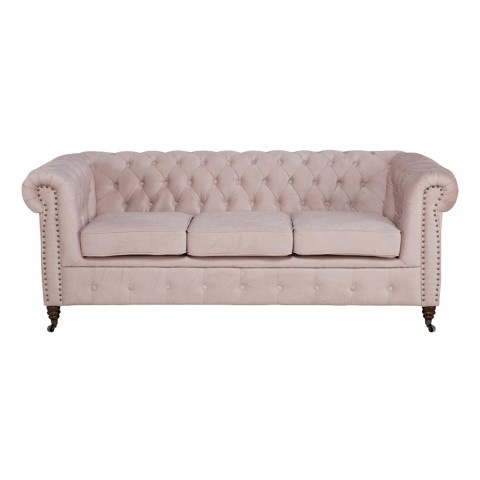 Wygodna sofa VINCENT z funkcją spania w różowym welurze