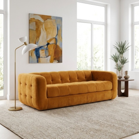 Luksusowa sofa Zarina 3-osobowa welur miodowy