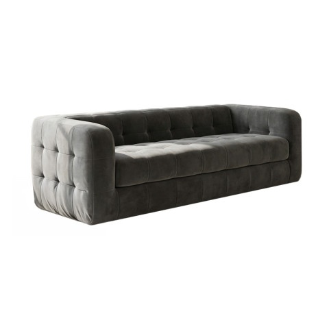 Sofa do salonu Zarina 3-osobowa welur popielaty