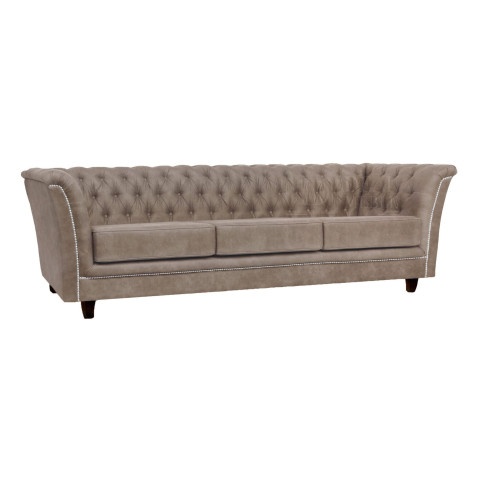 Elegancka sofa HASSO trzyosobowa w beżowym welurze