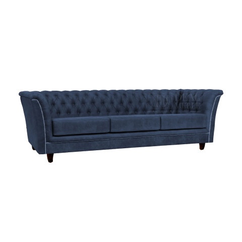 Luksusowa sofa HASSO 3-osobowa welur granatowy