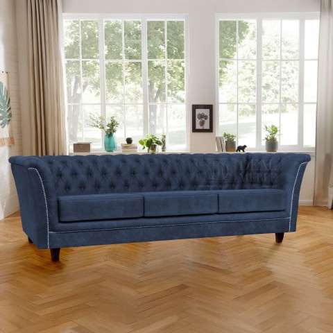 Luksusowa sofa HASSO 3-osobowa welur granatowy