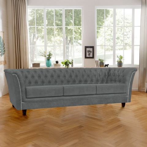 Wygodna Sofa HASSO z funkcją spania w popielatym welurze