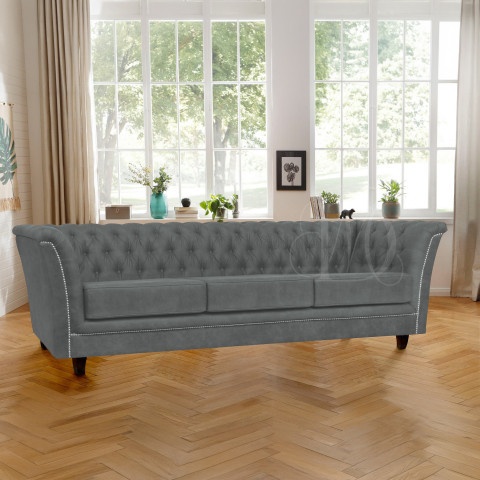 Sofa wypoczynkowa HASSO trzyosobowa w kolorze popielatym