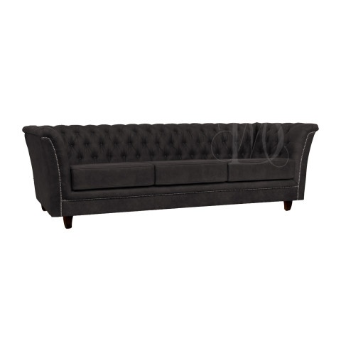 Pikowana sofa HASSO 3-osobowa z funkcją spania w czarnym welurze