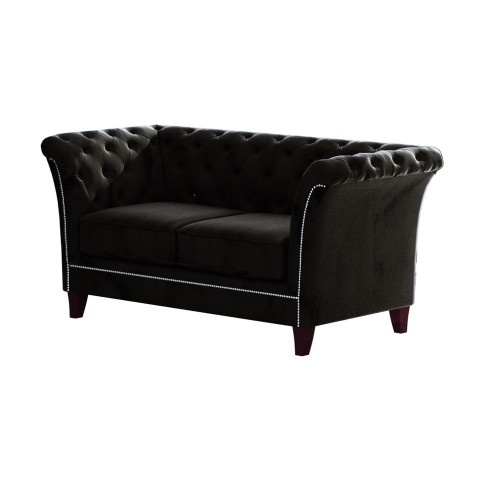 Ekskluzywna mała sofa HASSO dwuosobowa w czarnym welurze