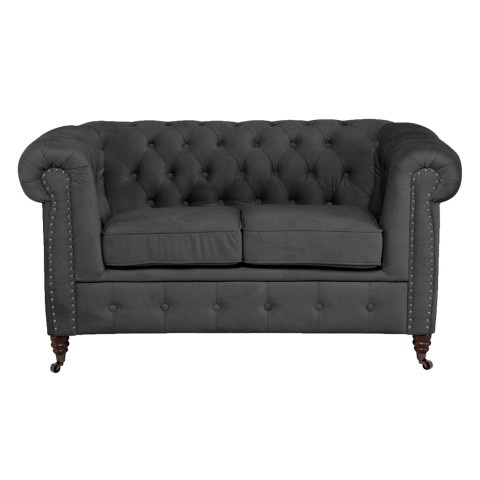 Glamour sofa VINCENT dwuosobowa pikowana w kolorze szarym