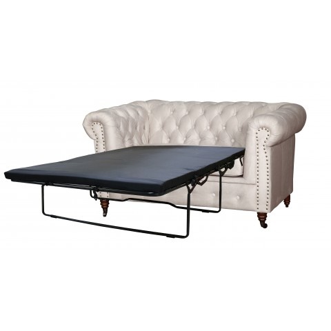 Szara sofa pikowana z funkcją spania Chesterfield VINCENT – stylowa i kompaktowa