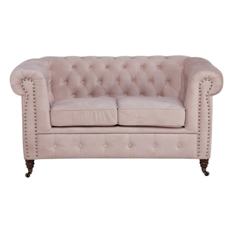 Miękka pikowana sofa VINCENT 2-osobowa Chesterfield różowa