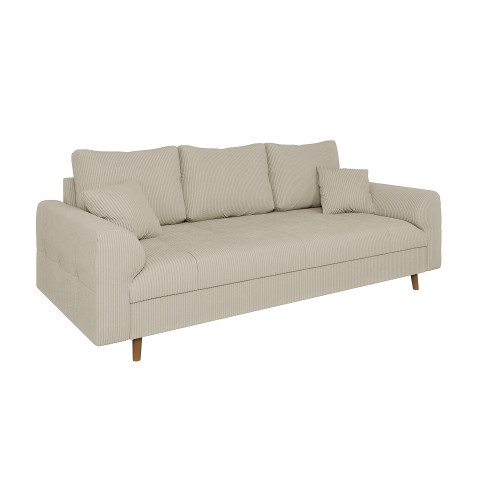 Elegancka sofa Laril trzyosobowa w kremowym sztruksie
