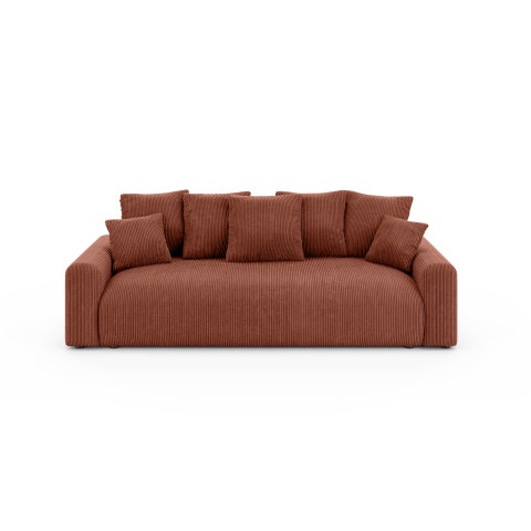 Sofa z funkcją spania Cleo czteroosobowa w ceglastym sztruksie