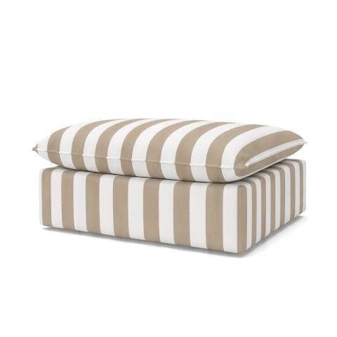 Beżowa pufa ogrodowa Marvella w pasy - tkanina outdoor 80x80