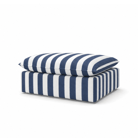 Niebieska pufa ogrodowa Marvella w pasy - tkanina outdoor 80x80