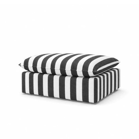 Czarno-biała pufa ogrodowa Marvella w pasy - tkanina outdoor 80x80