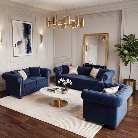 Zestaw mebli pikowanych Chesterfield 3+2+1 FELIX