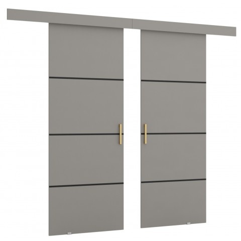 Drzwi przesuwne dwuskrzydłowe sufitowe z listwami ozdobnymi ARTO