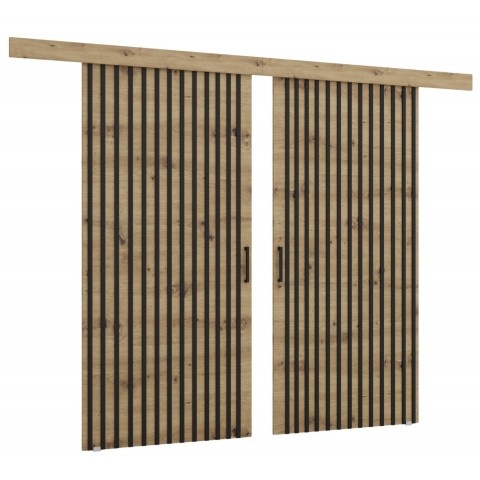 Drzwi przesuwne dwuskrzydłowe naścienne z lamelami AROMA