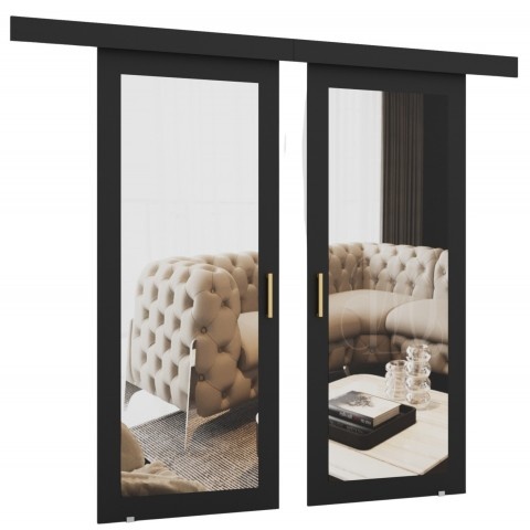 Drzwi przesuwne dwuskrzydłowe naścienne z lustrem Moza