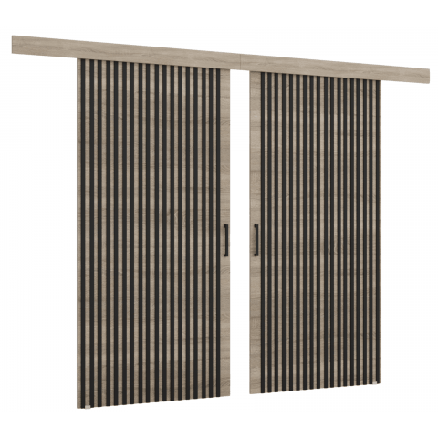 Drzwi przesuwne dwuskrzydłowe sufitowe z lamelami PRIMA