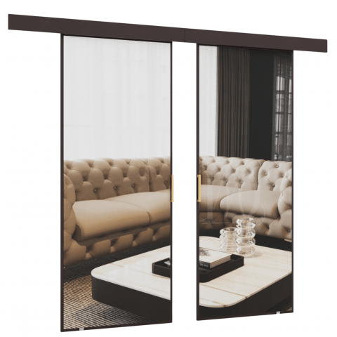 Drzwi przesuwne dwuskrzydłowe sufitowe z lustrem KAMA