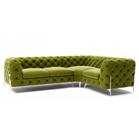 Narożnik czteroosobowy  pikowany glamour Chesterfield TEO HIGH 2+E+1
