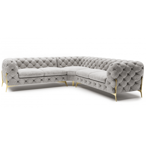 Narożnik pięcioosobowy luksusowy pikowany Chesterfield TEO HIGH 2+E+2