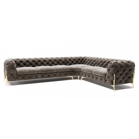 Narożnik sześcioosobowy pikowany glamour Chesterfield TEO HIGH 3+E+2