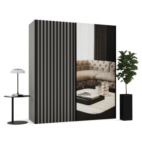 Szafa przesuwna dwudrzwiowa z lamelami i lustrem na wymiar ADARA PREMIUM