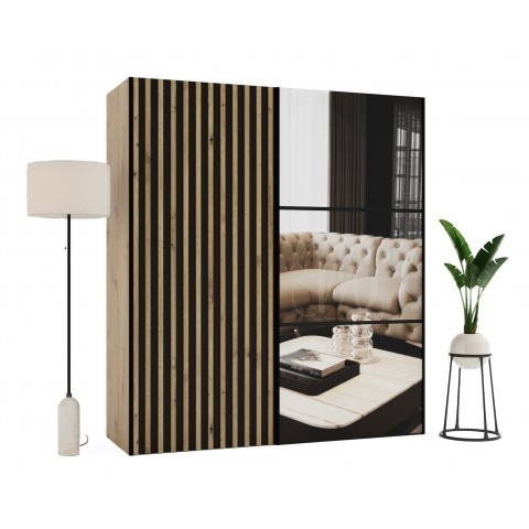 Szafa przesuwna dwudrzwiowa z lamelami i lustrem na wymiar NUNKI PREMIUM