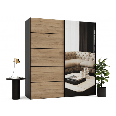 Szafa przesuwna dwudrzwiowa z listwami ozdobnymi i lustrem na wymiar MIRAM PREMIUM