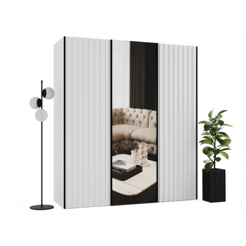 Szafa przesuwna trzydrzwiowa z lustrem i lamelami na wymiar IZAR PREMIUM