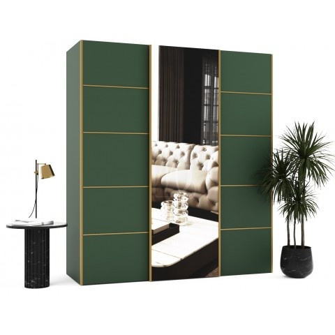 Szafa przesuwna trzydrzwiowa z listwami ozdobnymi i lustrem na wymiar NIKA PREMIUM